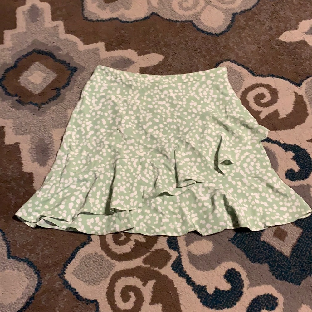 Frilly Green Skirt with White Spots